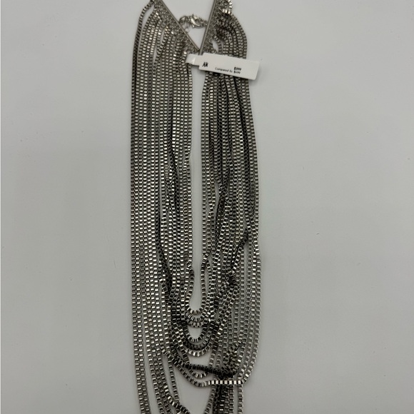 Silver Multi-Chain Layered Necklace - Picture 5 of 7